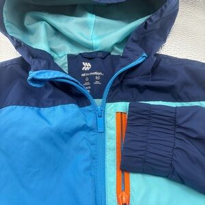 All in Motion Kids Colorblock Windbreaker Jacket - Blue and Orange Size Xs 4/5